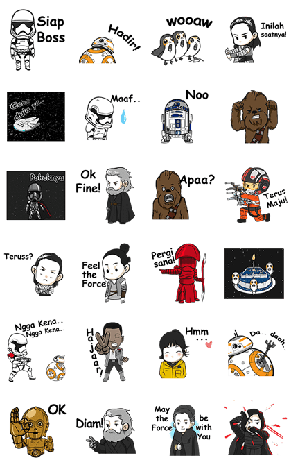 Star Wars™: The Last Jedi™ | Tonmai Line Sticker GIF & PNG Pack: Animated & Transparent No Background | WhatsApp Sticker