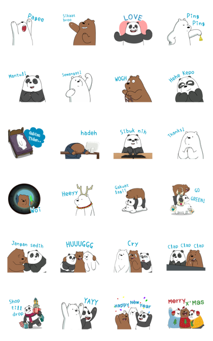We Bare Bears: Time to Celebrate! Line Sticker GIF & PNG Pack: Animated & Transparent No Background | WhatsApp Sticker