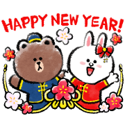 BROWN & FRIENDS CNY Stickers (2020) Sticker for LINE & WhatsApp | ZIP: GIF & PNG