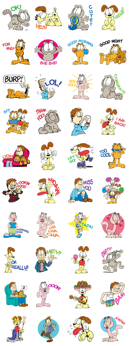 Garfield & Friends Line Sticker GIF & PNG Pack: Animated & Transparent No Background | WhatsApp Sticker