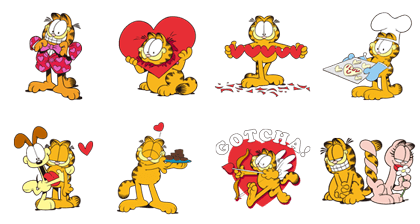 Garfield In Love Line Sticker GIF & PNG Pack: Animated & Transparent No Background | WhatsApp Sticker