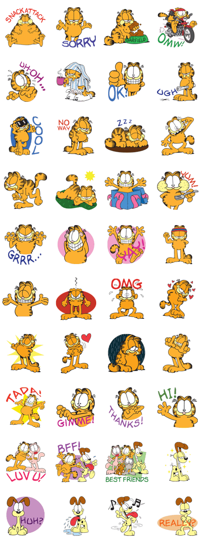 Garfield Line Sticker GIF & PNG Pack: Animated & Transparent No Background | WhatsApp Sticker