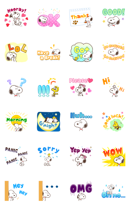 Snoopy’s Supersized Animated Phrases Line Sticker GIF & PNG Pack: Animated & Transparent No Background | WhatsApp Sticker