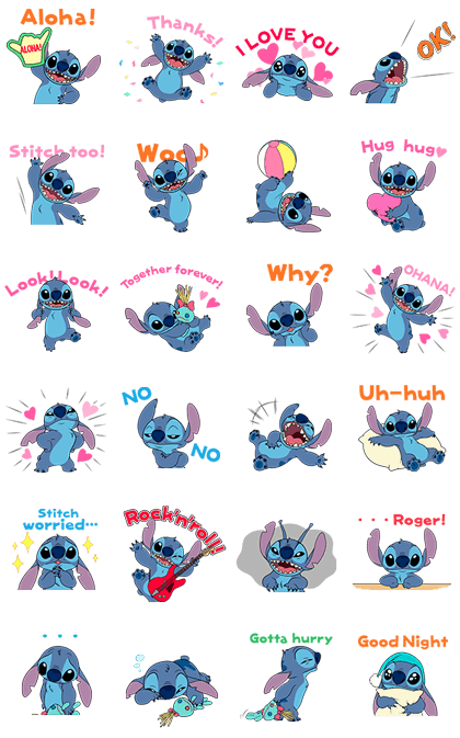 Animated Stitch (Rowdy) Line Sticker GIF & PNG Pack: Animated & Transparent No Background | WhatsApp Sticker