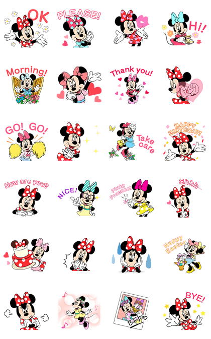 Minnie Mouse: Happy Days Line Sticker GIF & PNG Pack: Animated & Transparent No Background | WhatsApp Sticker