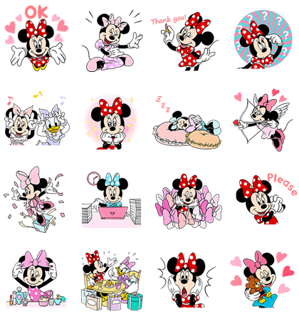 Minnie Mouse Pop-Up Stickers Line Sticker GIF & PNG Pack: Animated & Transparent No Background | WhatsApp Sticker