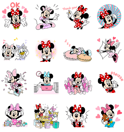 Minnie Mouse Pop-Up Stickers Stickers: LINE WhatsApp GIF PNG