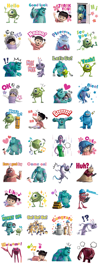 Monsters, Inc. Line Sticker GIF & PNG Pack: Animated & Transparent No Background | WhatsApp Sticker