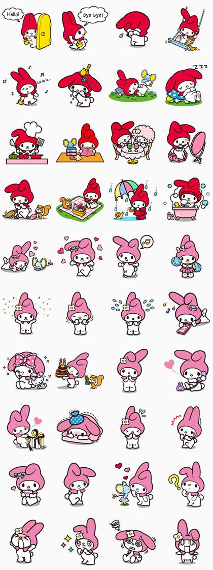 My Melody Line Sticker GIF & PNG Pack: Animated & Transparent No Background | WhatsApp Sticker