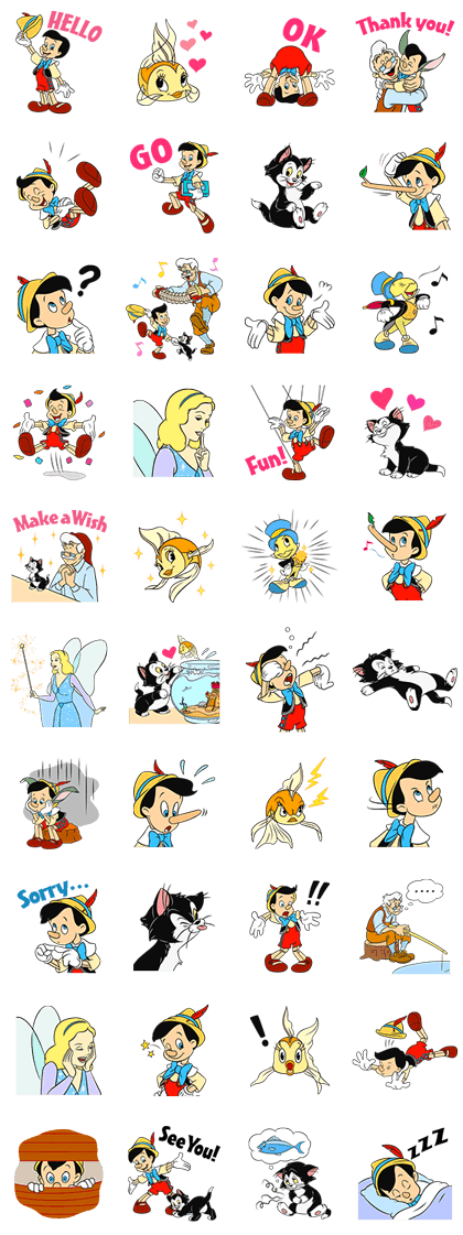 Pinocchio Line Sticker GIF & PNG Pack: Animated & Transparent No Background | WhatsApp Sticker