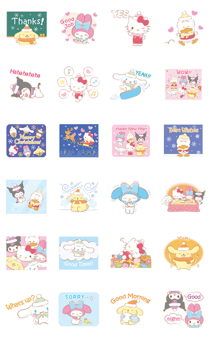 SANRIO CHARACTERS (Winter) Line Sticker GIF & PNG Pack: Animated & Transparent No Background | WhatsApp Sticker