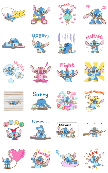 Stitch Pop-Up Cuteness Line Sticker GIF & PNG Pack: Animated & Transparent No Background | WhatsApp Sticker