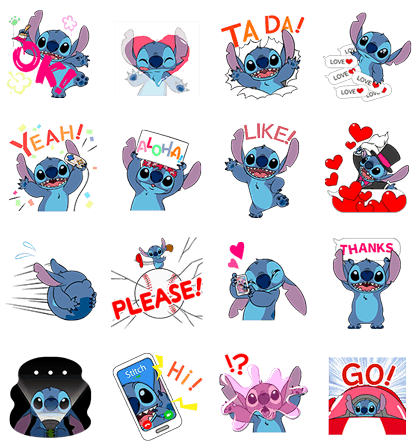 Stitch Pop-Up Mayhem Line Sticker GIF & PNG Pack: Animated & Transparent No Background | WhatsApp Sticker