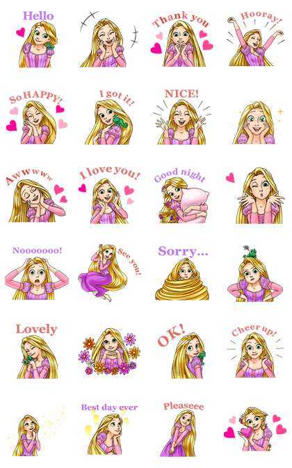 Tangled – Animated Line Sticker GIF & PNG Pack: Animated & Transparent No Background | WhatsApp Sticker