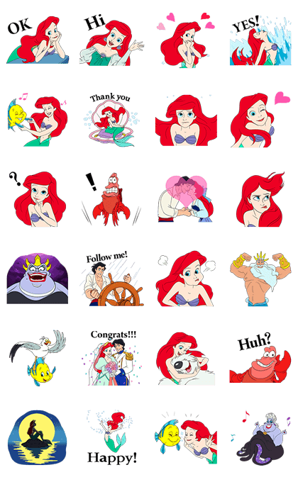 The Little Mermaid Animated Stickers Line Sticker GIF & PNG Pack: Animated & Transparent No Background | WhatsApp Sticker