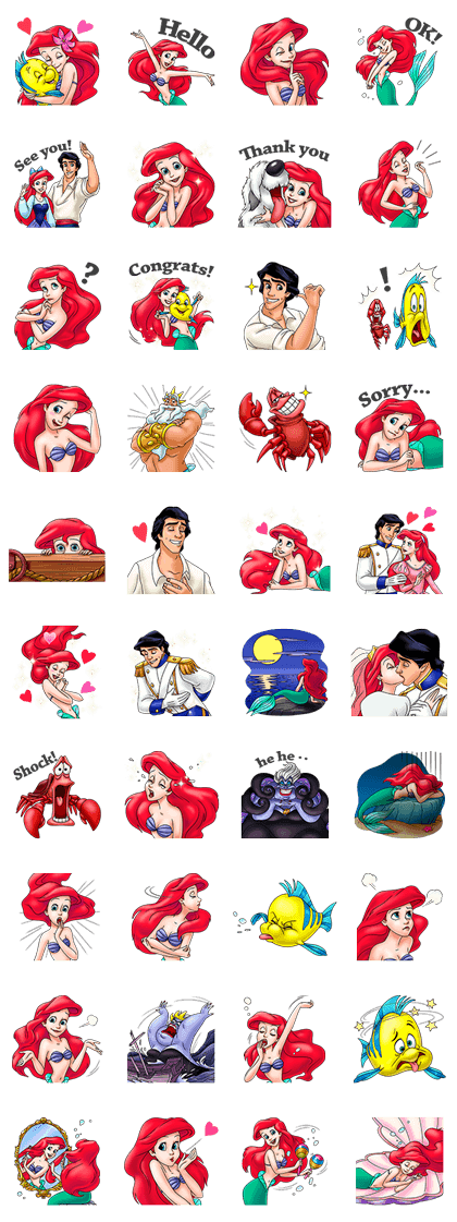 The Little Mermaid Line Sticker GIF & PNG Pack: Animated & Transparent No Background | WhatsApp Sticker