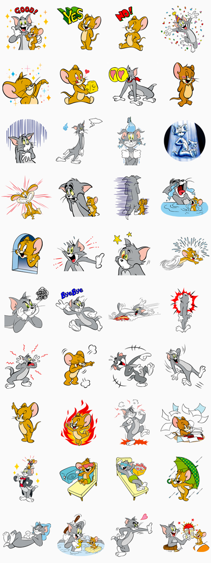 Tom and Jerry (Sony Digital Entertainment ver.) Line Sticker GIF & PNG Pack: Animated & Transparent No Background | WhatsApp Sticker