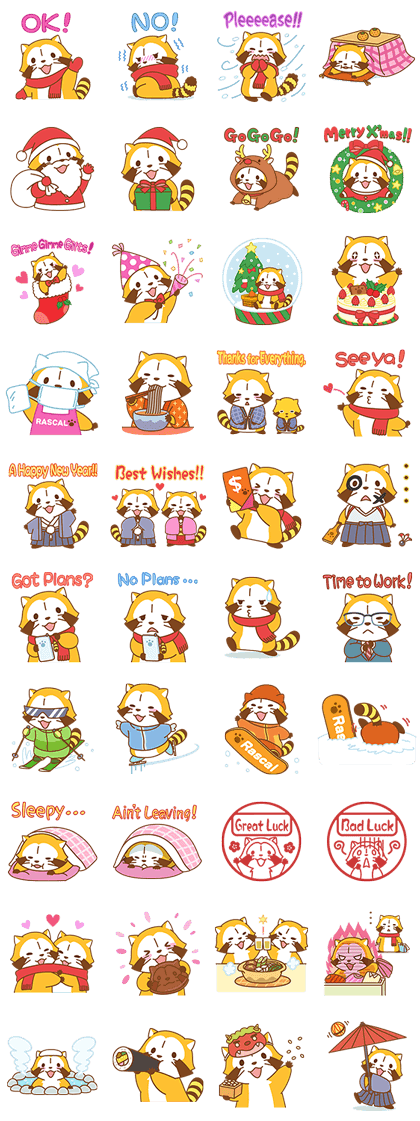 WINTER ☆ RASCAL Line Sticker GIF & PNG Pack: Animated & Transparent No Background | WhatsApp Sticker