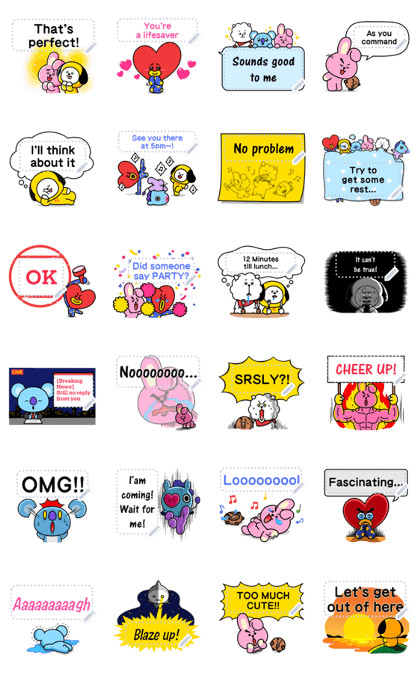 BT21 Message Stickers Line Sticker GIF & PNG Pack: Animated & Transparent No Background | WhatsApp Sticker