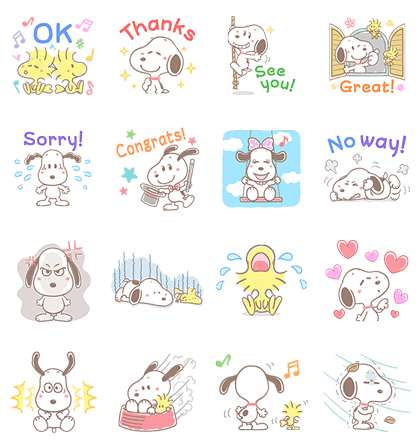Lovely Snoopy Pop-Up Stickers Line Sticker GIF & PNG Pack: Animated & Transparent No Background | WhatsApp Sticker