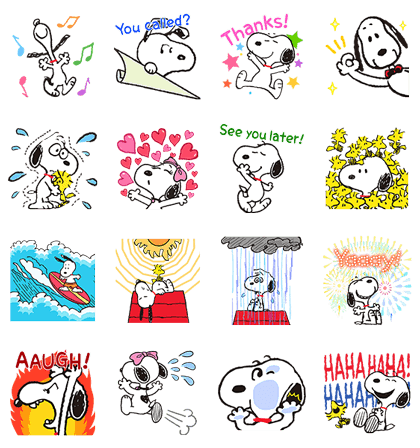 SNOOPY Pop-Up Stickers Line Sticker GIF & PNG Pack: Animated & Transparent No Background | WhatsApp Sticker