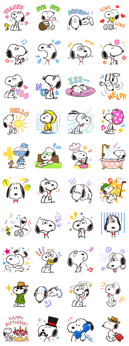 SNOOPY★FUNNY FACES Line Sticker GIF & PNG Pack: Animated & Transparent No Background | WhatsApp Sticker