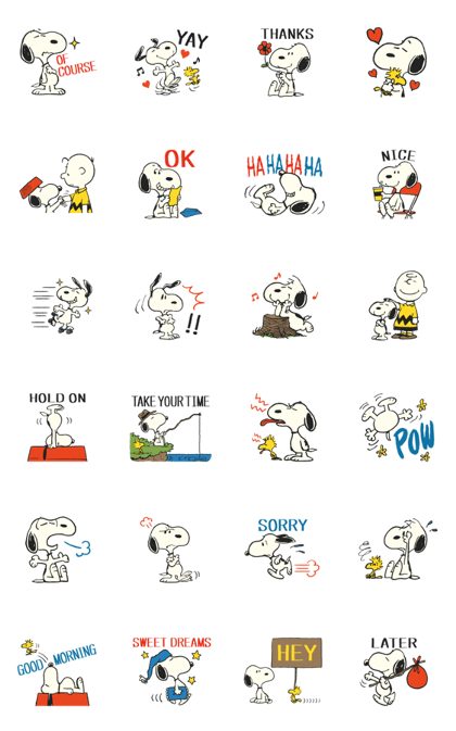 Snoopy: Peanuts (70's) Line Sticker GIF & PNG Pack: Animated & Transparent No Background | WhatsApp Sticker