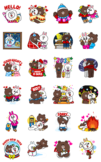 Brown & Cony's Snug Winter Date Line Sticker GIF & PNG Pack: Animated & Transparent No Background | WhatsApp Sticker