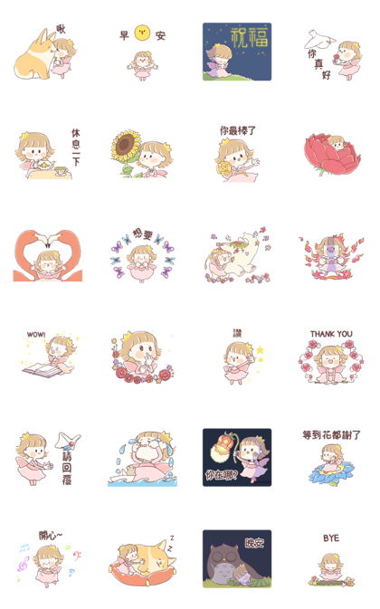Fairy Princess Line Sticker GIF & PNG Pack: Animated & Transparent No Background | WhatsApp Sticker