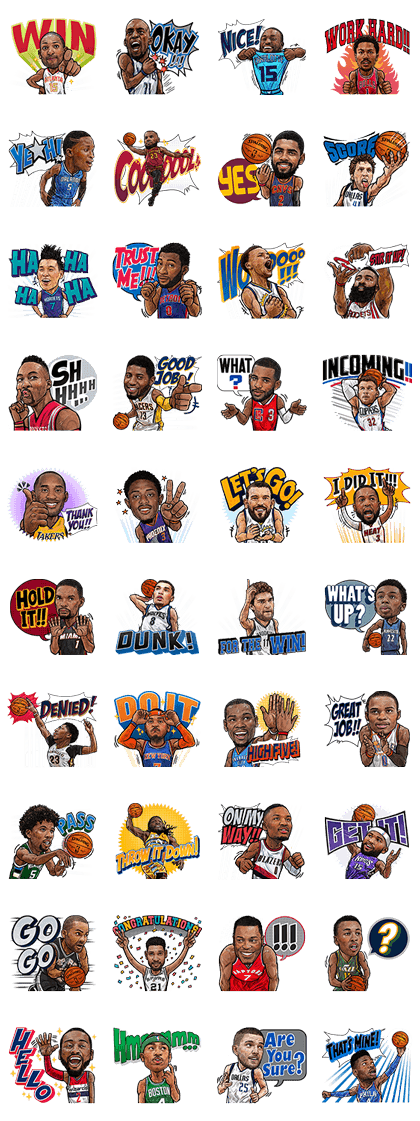 NBA Superstars Line Sticker GIF & PNG Pack: Animated & Transparent No Background | WhatsApp Sticker