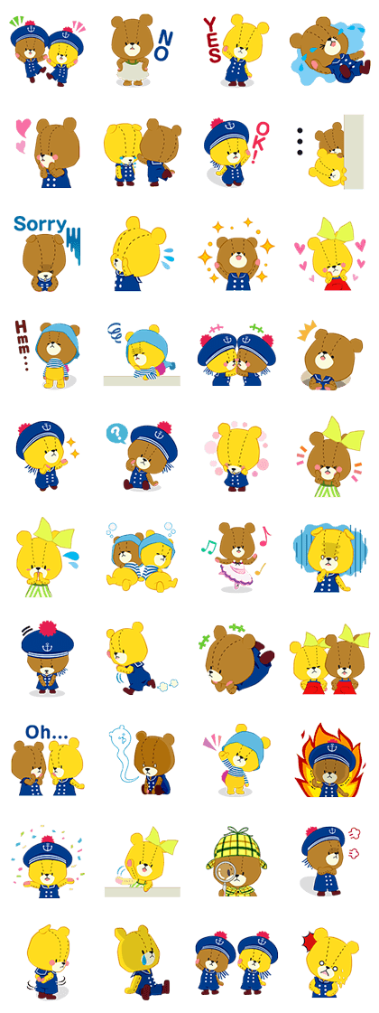TINY TWIN BEARS:LULU & LOLO Line Sticker GIF & PNG Pack: Animated & Transparent No Background | WhatsApp Sticker