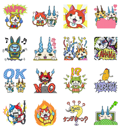 YO-KAI WATCH Pop-Up Stickers Line Sticker GIF & PNG Pack: Animated & Transparent No Background | WhatsApp Sticker
