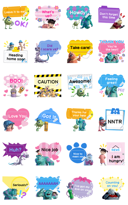 Monsters, Inc. Message Stickers Line Sticker GIF & PNG Pack: Animated & Transparent No Background | WhatsApp Sticker