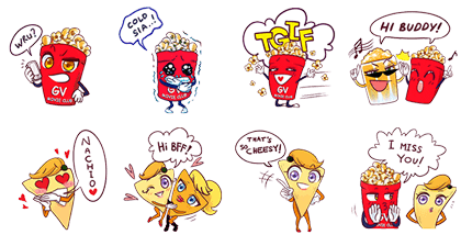 Mr Popcorn and Friends Line Sticker GIF & PNG Pack: Animated & Transparent No Background | WhatsApp Sticker
