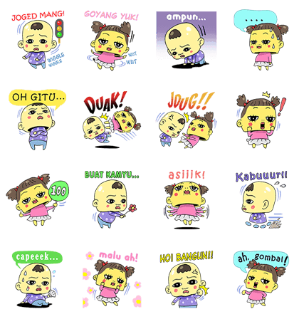 Si Onjal: The Street Doll Line Sticker GIF & PNG Pack: Animated & Transparent No Background | WhatsApp Sticker