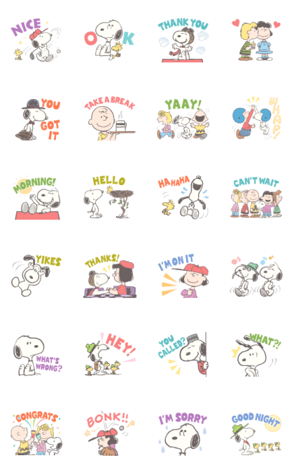 Snoopy: Peanuts (80's) Line Sticker GIF & PNG Pack: Animated & Transparent No Background | WhatsApp Sticker