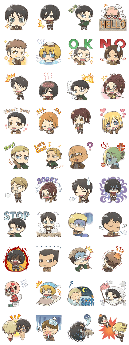 Attack on Titan Chimi-Chara Ver. Line Sticker GIF & PNG Pack: Animated & Transparent No Background | WhatsApp Sticker