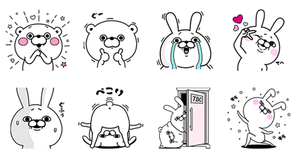 Bear and Rabbit 100% Stickers Line Sticker GIF & PNG Pack: Animated & Transparent No Background | WhatsApp Sticker