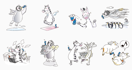 Cartoon animals from Red Bull TVCM Line Sticker GIF & PNG Pack: Animated & Transparent No Background | WhatsApp Sticker