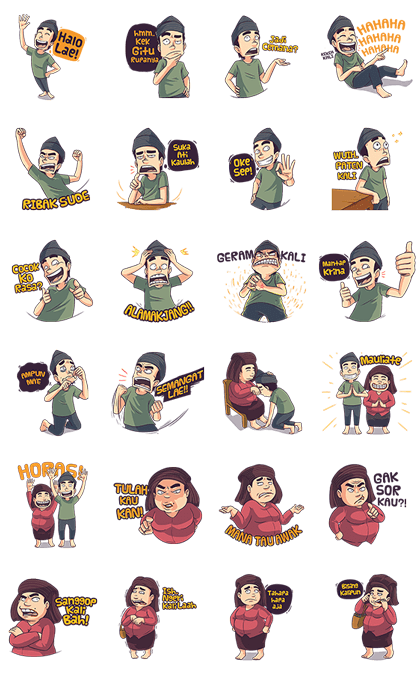 Medan - Abang and Mamak Line Sticker GIF & PNG Pack: Animated & Transparent No Background | WhatsApp Sticker