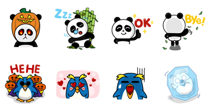 Panda & Penguin ! Line Sticker GIF & PNG Pack: Animated & Transparent No Background | WhatsApp Sticker