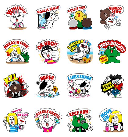 Fun Chats with LINE@ Stickers Line Sticker GIF & PNG Pack: Animated & Transparent No Background | WhatsApp Sticker