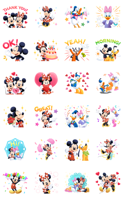 Mickey and Friends Moving Backgrounds Line Sticker GIF & PNG Pack: Animated & Transparent No Background | WhatsApp Sticker