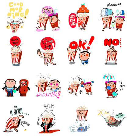 Popcorn Story Line Sticker GIF & PNG Pack: Animated & Transparent No Background | WhatsApp Sticker