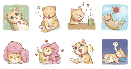 Roulette with Cat's Lifestyle Line Sticker GIF & PNG Pack: Animated & Transparent No Background | WhatsApp Sticker