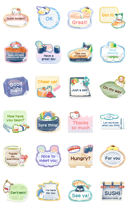 SANRIO CHARACTERS Memo Stickers Line Sticker GIF & PNG Pack: Animated & Transparent No Background | WhatsApp Sticker