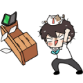 The Salary Man & Tofu Cat DUKDIK Sticker for LINE & WhatsApp | ZIP: GIF & PNG