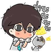 The Salary Man & Tofu the Funny Cat Sticker for LINE & WhatsApp | ZIP: GIF & PNG