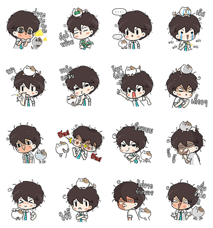 The Salary Man & Tofu the Funny Cat (FREE ver.) Line Sticker GIF & PNG Pack: Animated & Transparent No Background | WhatsApp Sticker
