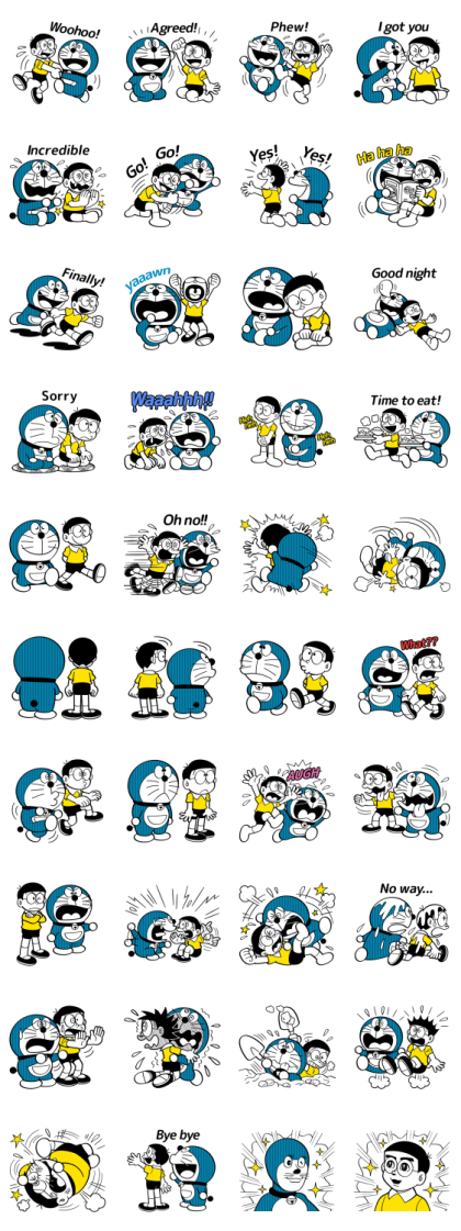 Doraemon Stickers (On-Naji!) Line Sticker GIF & PNG Pack: Animated & Transparent No Background | WhatsApp Sticker